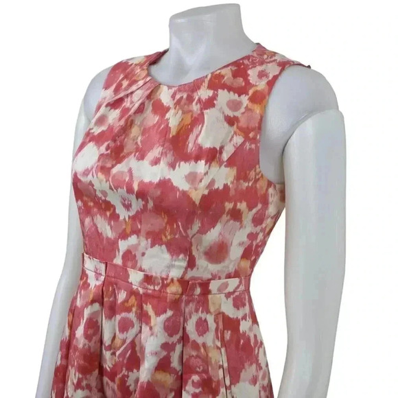 Eliza J Coral Floral Dress Mini Sleeveless Pleated Size 4 - Picture 3 of 11
